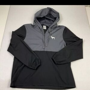 Victorias Secret PINK Womens 1/2 Zip Windbreaker Jacket Gray Black Pullover M/L